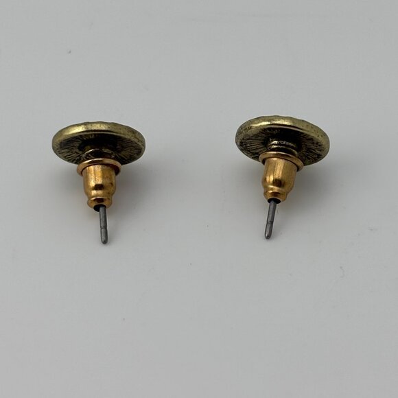 Aztec Gold Toned Stud Earrings - Picture 4 of 4